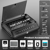 Large Gun Safe for 2-4 Pistols, Fingerprint Digital PIN Key Unlock with LCD Display & USB Port, 650 DPI Quick Access Biometric Handgun Safe, Hand Gun Lock Box for Home Drawer Car Bedside Nightstand TOPMEDA