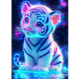 KEYIFA Little Tiger Diamond Art Kits, 5D DIY Diamond Painting for Adults, Round Full Drill, Fantasy Diamonds Dots Mosaic Painting, Crystal Gem Arts Craft for Home Wall Decor 12x16 in KEYIFA