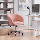 Yaheetech Pink Desk Chair Vanity Chair with Back Home Office Chair Cute Desk Chair Modern Swivel Rolling Chair Computer Chair for Study, Vanity, Bedroom Yaheetech