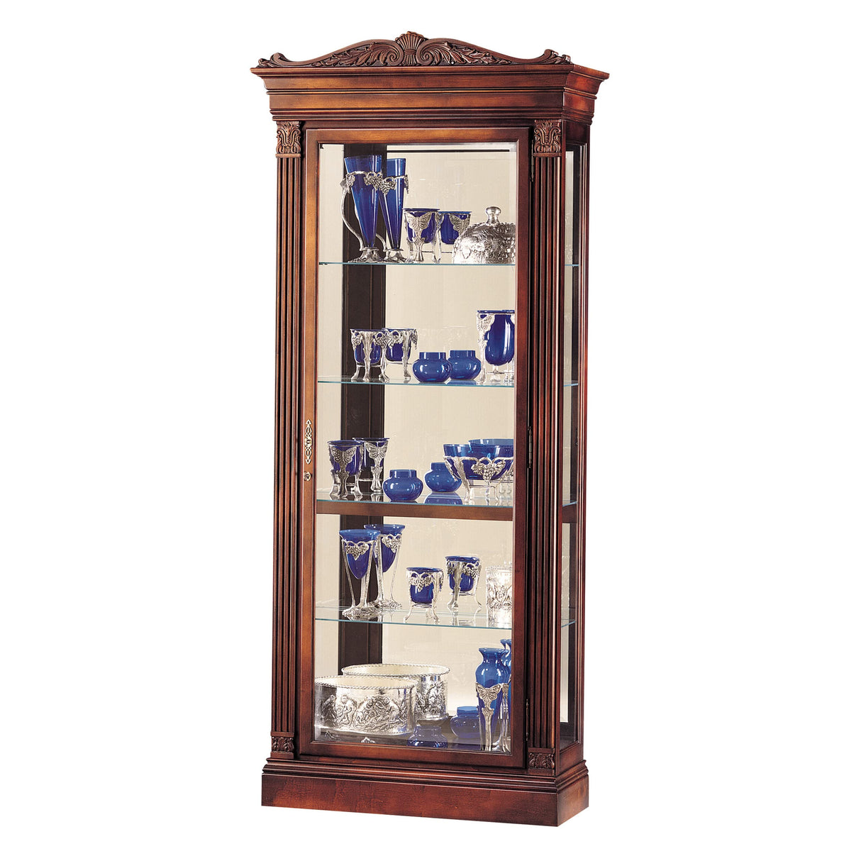Howard Miller Blackburn II Curio Cabinet, Wood Finish with Lights Storage Cabinet - Durable Glass Shelves, Vertical Display for Decorative Items, Collectibles, Living Room & Office Howard Miller