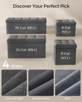 SONGMICS Mazie Collection - Small Folding Storage Ottoman, Foot Rest Stool, 12.2 x 16.1 x 12.2 Inches, 286 lb Load Capacity, for Living Room, Bedroom, Home Office, Dorm, Dark Gray ULSF102G01 SONGMICS