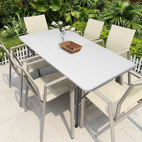 HYMnature Folding Table 4ft Heavy Duty Folding Tables Indoor Outdoor Plastic Dining Table Portable Folding Square Card Table w/Handle for Picnic, Party, Camping (4 FT) HYMnature