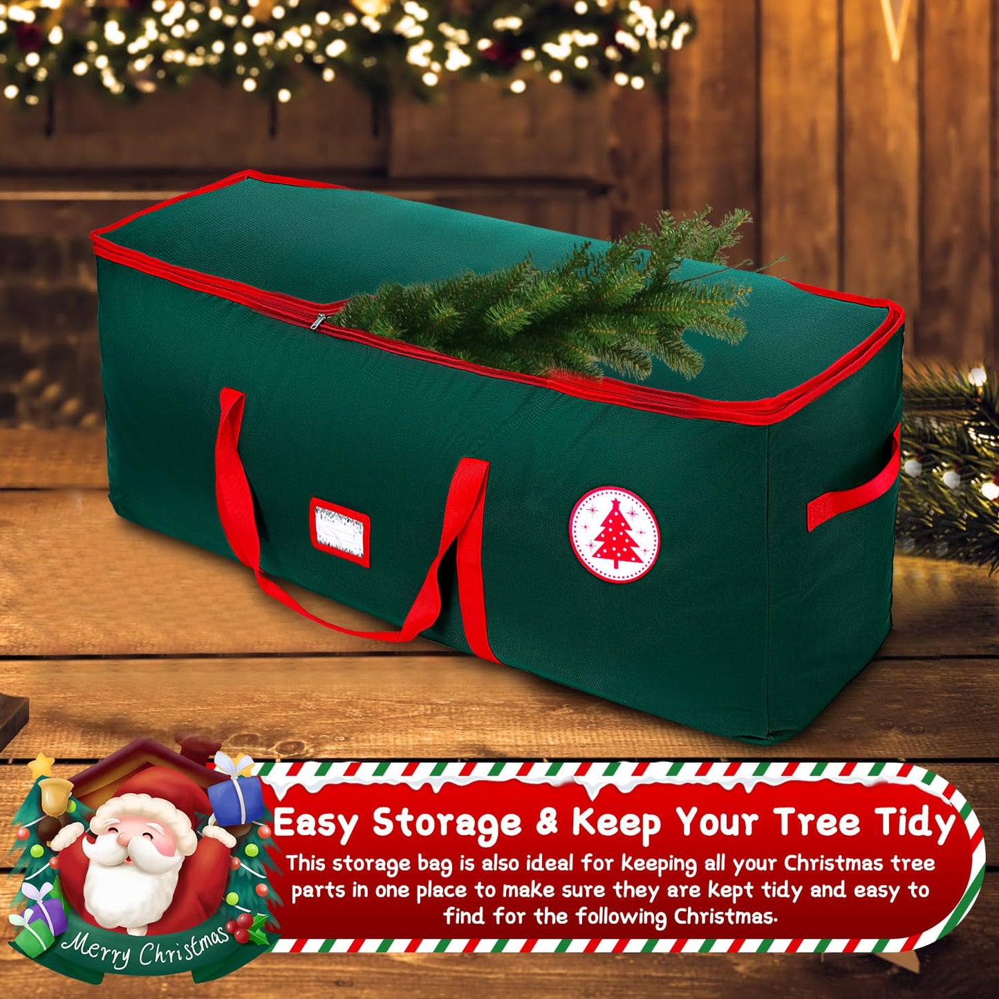 NVRGIUP Large Christmas Tree Storage Bag, Fits Up to 7.5 ft Artificial Disassembled Trees with Durable Handles, Sleek Dual Zipper & Tag Card, Waterproof Tear-proof Holiday Xmas Bags Box for Years Use