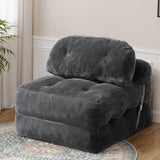 Vellorise Folding Sofa Bed, Convertible Sleeper Chair with Back Support and Pillow Futon, Foldable Couch for Living Room/Guest Use/Home Office, Foldable Chair Bed for Adults, Dark Gray Vellorise