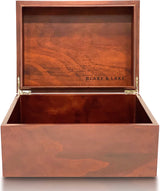 Blake & Lake Large Box with Hinged Lid - Wood Storage Box with Lid - Wooden Keepsake Decorative boxes with lids (Dark Oak) Blake & Lake
