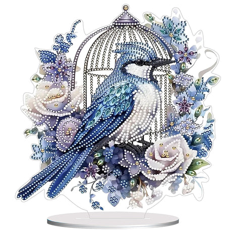 Diamond Painting Kits for Adults Beginners, 5D Full Drill Bird Crystal Art Desktop Ornament, DIY Single Sided Home Office Desk Decor, Creative Craft Gift Set with Tools OFRKE
