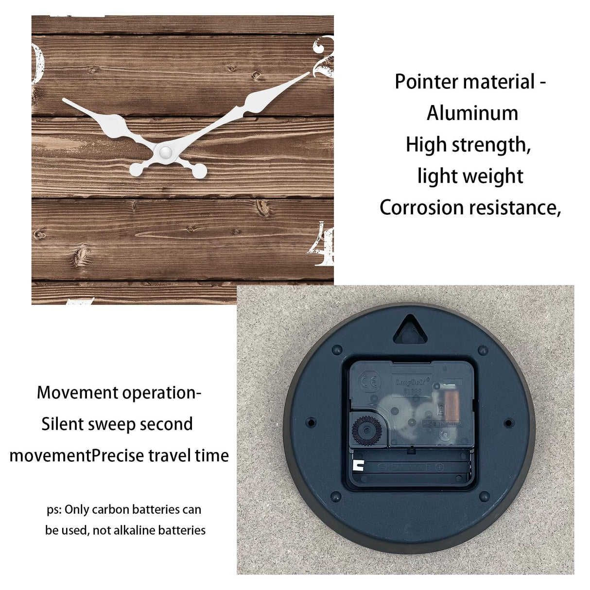 XFM Brown Wooden Wall Clock 10 Inch Silent Wall Clocks Battery Operated Decorative Farmhouse Small Rustic Wall Clock for Kitchen Living Room Office XFM