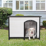 Petsfit 45.3" Large Dog House, Folding Dog House Outdoor, Unfold to Use, No Tools Required Assembly, Weatherproof Outside Dog House with Door Flap (Large, White) Petsfit