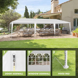Linkhoo 10x30 FT Outdoor Canopy Party Tent with 5 Removable Sidewalls, Large Waterproof Wedding Tents w/Ground Nails & Windproof Ropes, Outside Gazebo Pavilion Event Shelter for Garden Patio, White LINKHOO