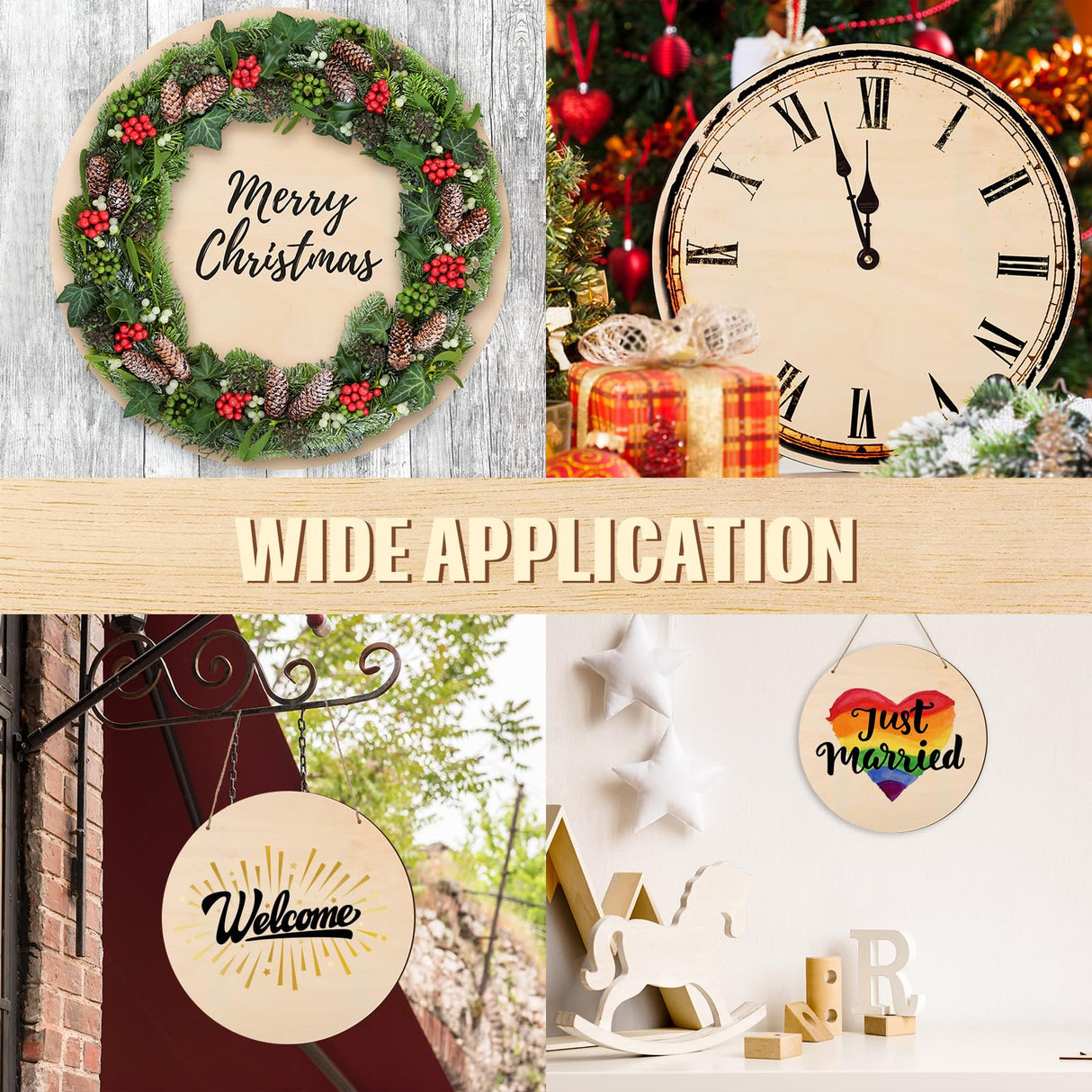 Suzile Blank Wood Rounds Circles for Crafts 14 Inch Unfinished Wooden Signs Crafts Discs for DIY Christmas Home Decor Painting Door Hanger Design Suzile