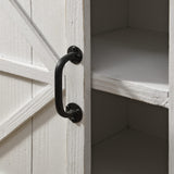 FirsTime & Co. White Bolton Barn Door End Table, Side Table, Night Stand, Wood and Metal, 26 x 14 x 21.5 inches FirsTime