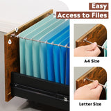 DEVAISE 3 Drawer Rolling File Cabinet with Lock, Wood Filing Cabinet fits Letter / A4 Size for Home Office, Rustic Brown DEVAISE