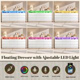 9 Drawer Dresser for Bedroom with Power Outlet, White Dressers with LED Light, Dresser Chest of Drawers for Closet,Wooden Dressers Organizer Cabinet for Living Room,Entryway, Hallway （9 Drawer White） STIKELY