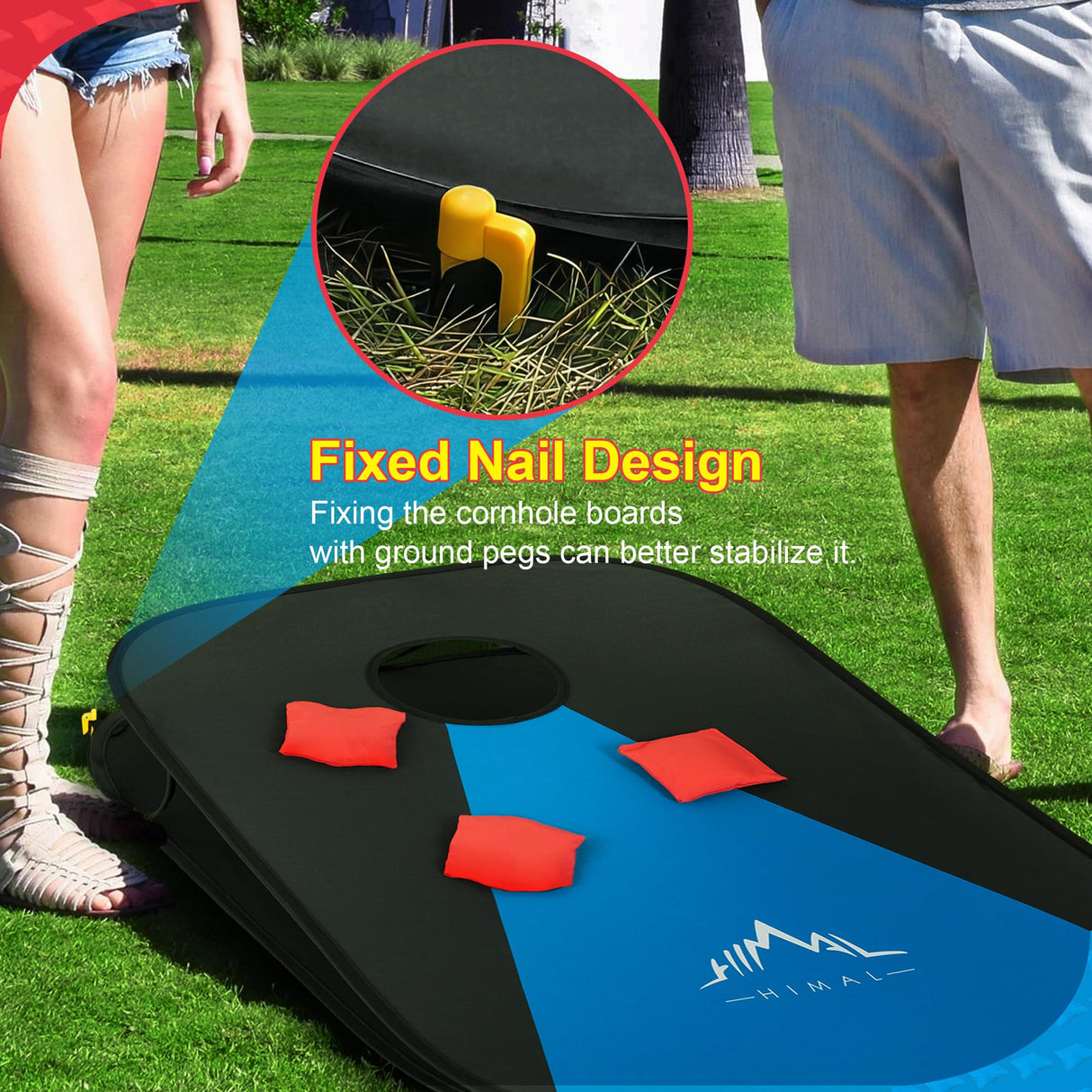 Himal Collapsible Portable Corn Hole Boards with 8 Cornhole Bean Bags (3 x 2-feet) Himal