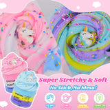 2 Pack Unicorn Cloud Slime Kit, Kids Slime, Toys for Ages 6-8 8-13 Girls and Boys, Party Favors Girl Birthday Gifts for 4 5 7 9 10 11 12 Year Old Cute Stuff Stocking Stuffers Keemanman