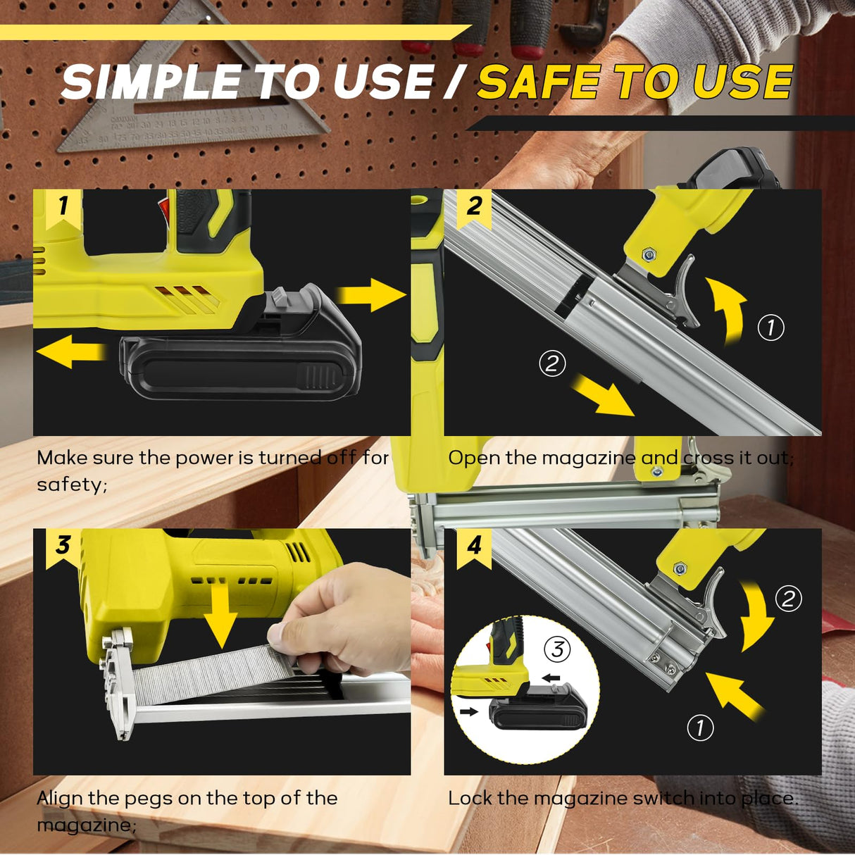 Cordless 18 Gauge Nailer Gun for DeWalt 20V Max Battery, 18 GA 2 in 1 Brad Nailer/Staple Gun with Pack of Nails and Staples Nail Gun for Home Improvement & Woodworking(No Battery) RexLeLXB