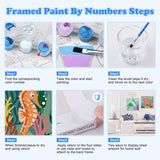 GHHKUD 4 Pack Framed Paint by Numbers Cartoon for Adults Beginners, DIY Cute Ocean Sea Animals Painting by Numbers with Wooden Frame, Art on Canvas Gifts Home Wall Decor 8x8in GHHKUD