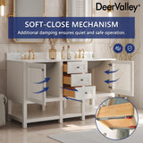 Deer Valley DV-1BV0157W 60'' Bathroom Vanity with Double Sink Top, Pre-Assembled Modern Wood Bathroom Cabinet Sink Combo with Backsplash Deer Valley