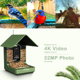 Camojojo Bird Feeder with Camera of 32MP Photo & 4K Video, Smart Bird Feeder with AI Identify, 10000mAh Built-in Battery, Full-Color Night View, 32 SD, IP66, 2.4G/5G Dual WiFi Wireless, Live Function Camojojo