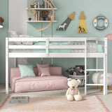 LoLado Twin Low Loft Bed Frame for Kids with Ladders and Guard Rails, Solid Wood Design in White LoLado