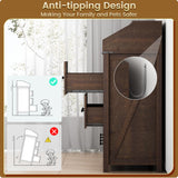 GlouMod Farmhouse 7-Drawer Dresser Chests for Bedroom, LED Dresser with Charging Station, Wood Rustic Tall Chest of Drawers, Brown GlouMod