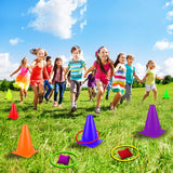 unanscre 31PCS 3 in 1 Carnival Outdoor Games Combo Set for Kids, Soft Plastic Cones Bean Bags Ring Toss Game, Gift for Birthday Party/Xmas unanscre