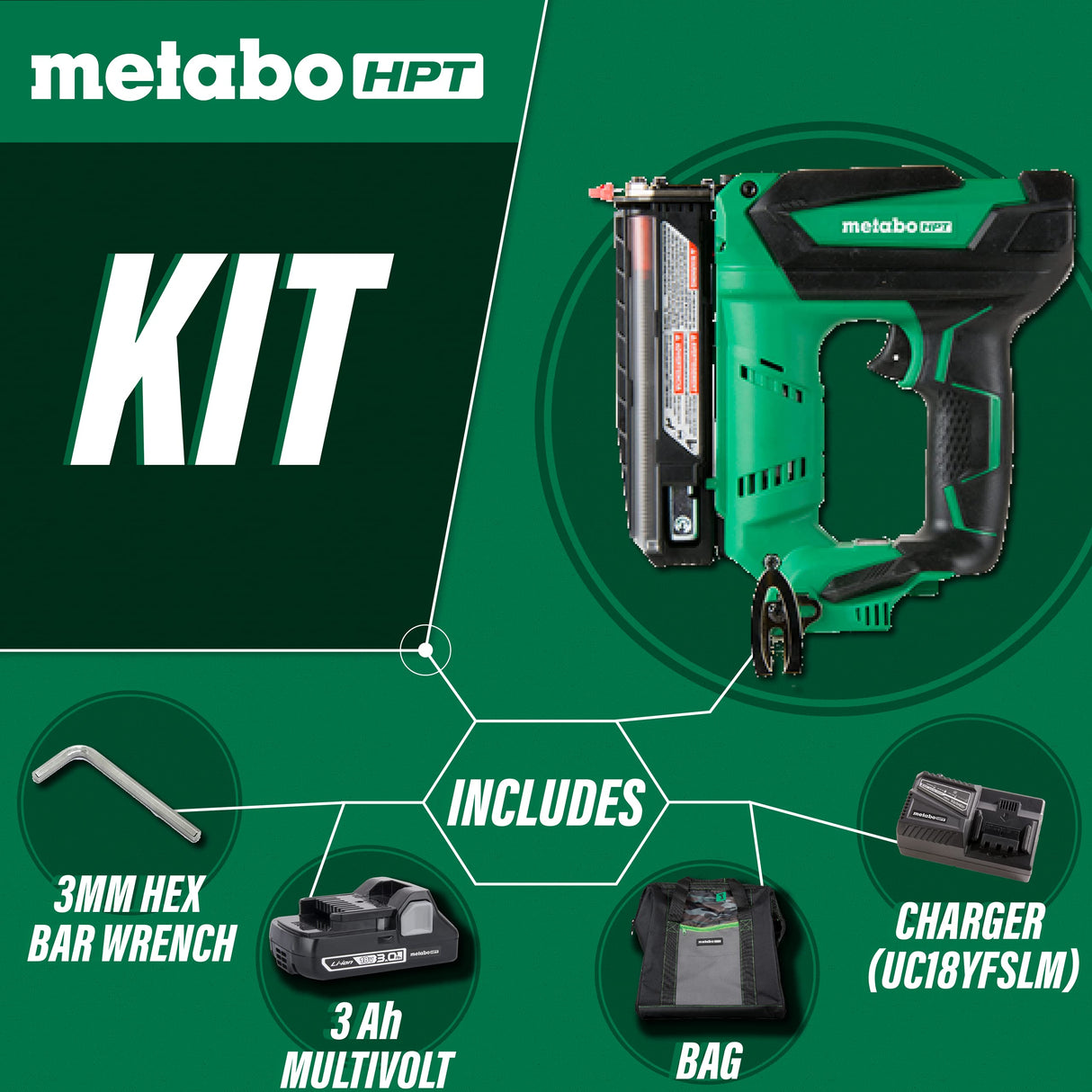 Metabo HPT NP18DSALM 18V Cordless 1-3/8 in. 23-Gauge Pin Nailer Kit (Renewed) Metabo HPT