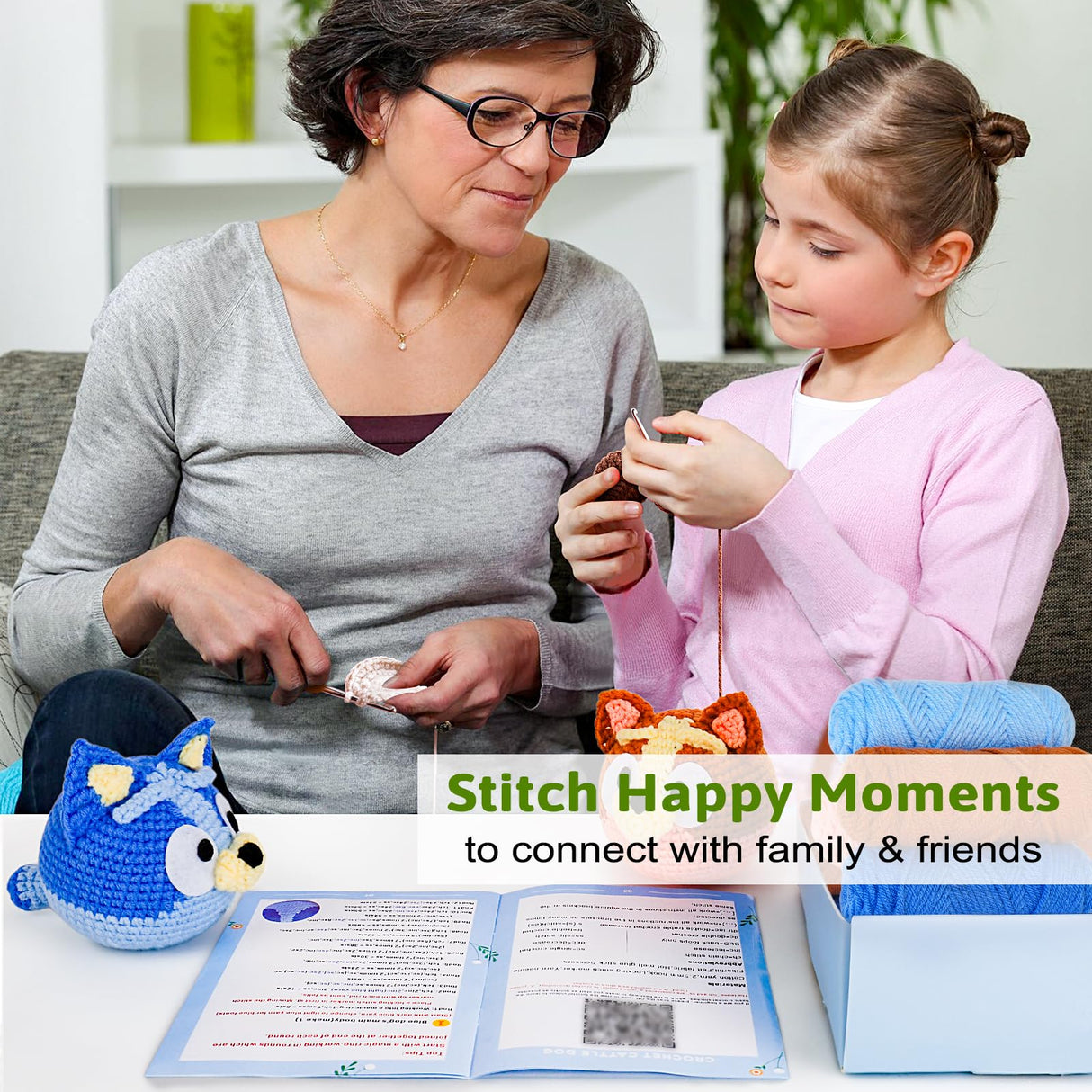 Acehochen Crochet Kit for Beginners, Beginner Crochet Kit for Adults with Step-by-Step Video Tutorials, Crochet Animal Kits Kids Knitting Supplies (2 Pack) Acehochen