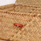 Moosky Wicker Shelf Baskets with Lid,Handwoven Seagrass Basket for Storage Basket Bins Rectangular Home Organizer Gift Boxes (Natural Set of 2) Moosky