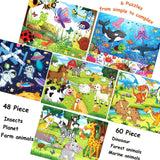 Puzzles for Kids Ages 4-6 4-8, Wooden Jigsaw Puzzles 48-60 Pieces for Toddler Children Learning Educational Puzzles 4 5 6 7 8 Year Toys for Boys and Girls (6 Puzzles) VIJYYZT