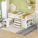 Low Full Loft Bed with Desk & Storage - Modern White Design by Bellemave Bellemave