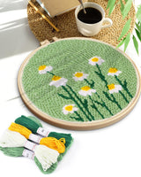 TINDTOP Punch Needle Kit, Daisy Punch Embroidery Kits for Adults Beginner, Tool with Punch Needle Fabric, Hoops, Yarns and Sewing Needles TINDTOP