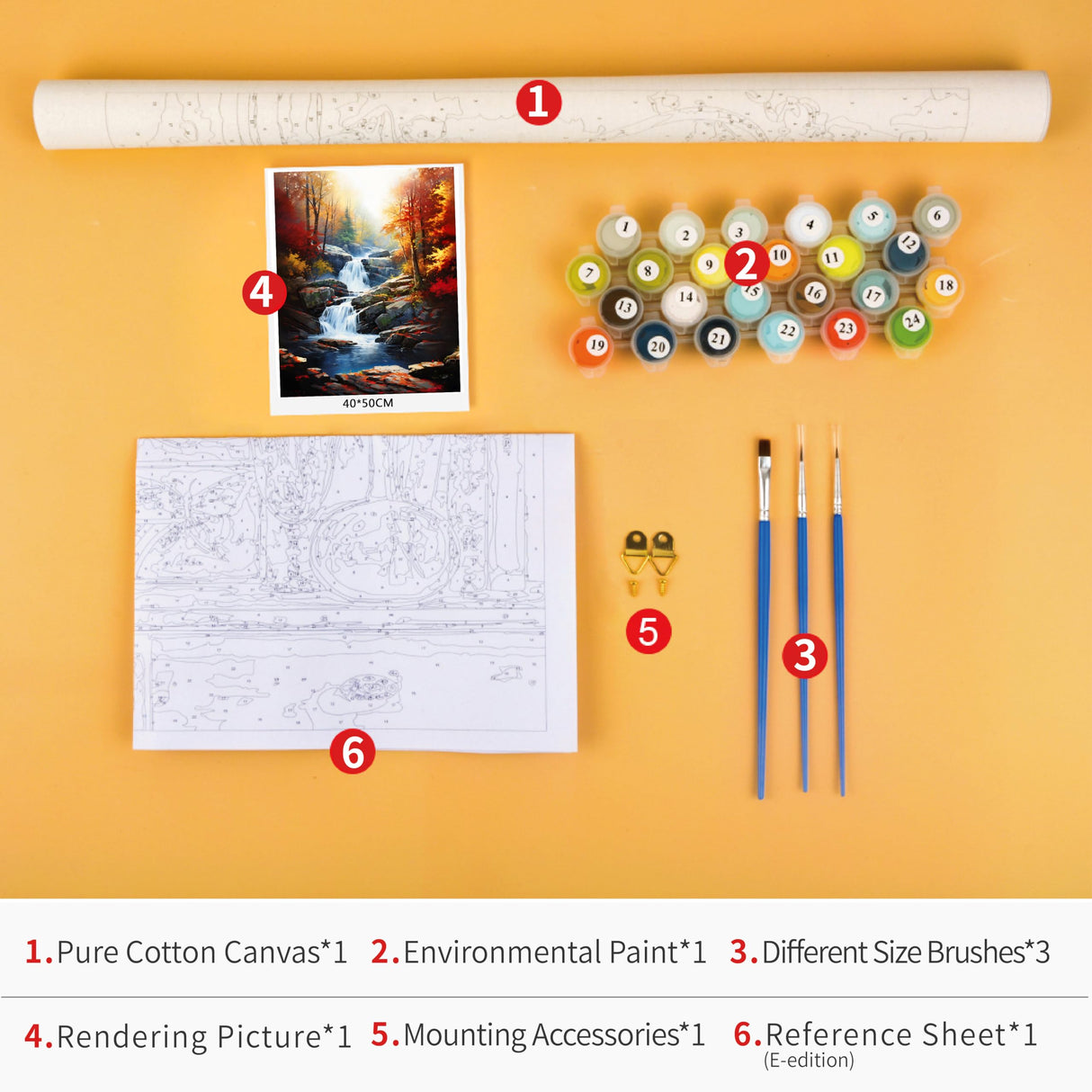 TUMOVO Adult Paint by Number Kits on Canvas Autumn Landscape Paint by Numbers for Adult Beginner Forest Waterfall Color by Numbers for Adults Craft Kits - 16x20 Inch, Flameless TUMOVO