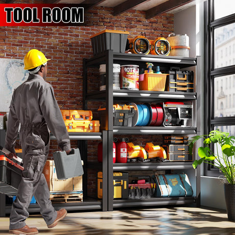 ZZXCBB Garage Shelving Heavy Duty, Adjustable 5-Tier Garage Shelves,3500LBS Metal Storage Shelves,Shelving Unit and Utility Storage Rack for Basement,Easy Assembly,Black 72''H x 59.1''W x 19.7''D ZZXCBB