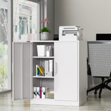 AFAIF Metal Storage Cabinets with Locking Doors, 36 inch Lockable Steel Office Cabinet with Adjustable Shelves, Small Short Garage Caninet, White Locked Tool Caninets for Home, Office, Garage, Hallway AFAIF