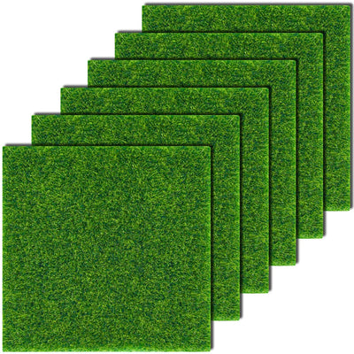 KISEER 6 Pack Fairy Garden Grass 6 x 6 Inches Miniature Artificial Craft Grass for Dollhouse Ornament DIY Decoration