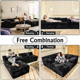 Black sectional couches for Living Room Corduroy Couch，104" Cloud Sectional Couch with L-Shape Chaise， Modern Modular Sofa, Deep Seat Comfort, No Assembly Required(Plush Corduroy Fabric) HKUVUKH