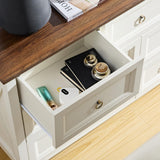 OKYCI Farmhouse 7 Drawer Dresser, Long Wood Chest of Drawers with 1.2" Thickened Top - 54" W x 31.5" H,Antique White OKYCI