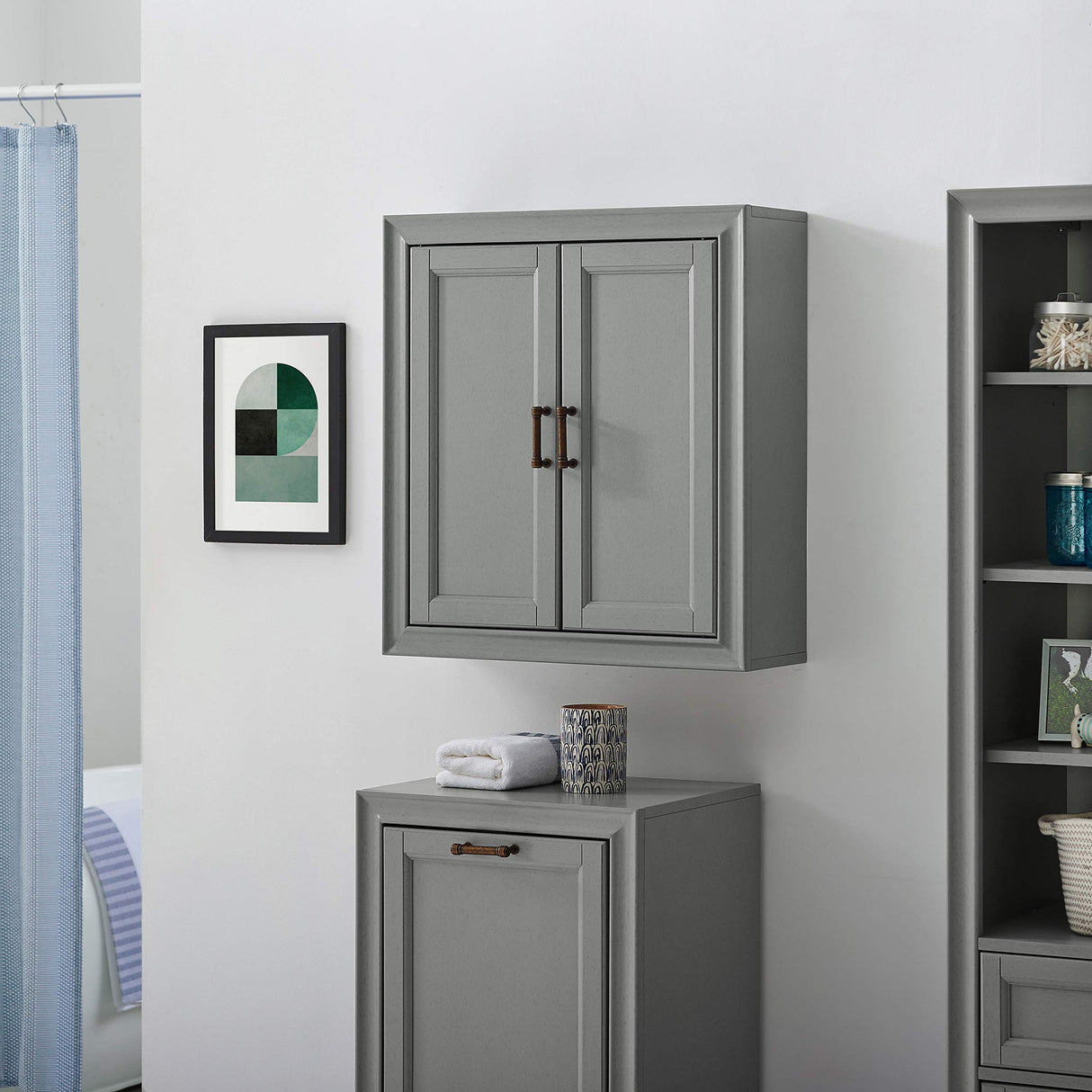 Crosley Furniture Tara Wall Mounted Bathroom Storage Medicine Cabinet with Shelves, Vintage Gray Crosley Furniture