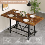 Tribesigns Rectangular Counter Height Dining Table with Metal Footrest for 6 People, 35.43" Tall (Rustic Brown) Tribesigns