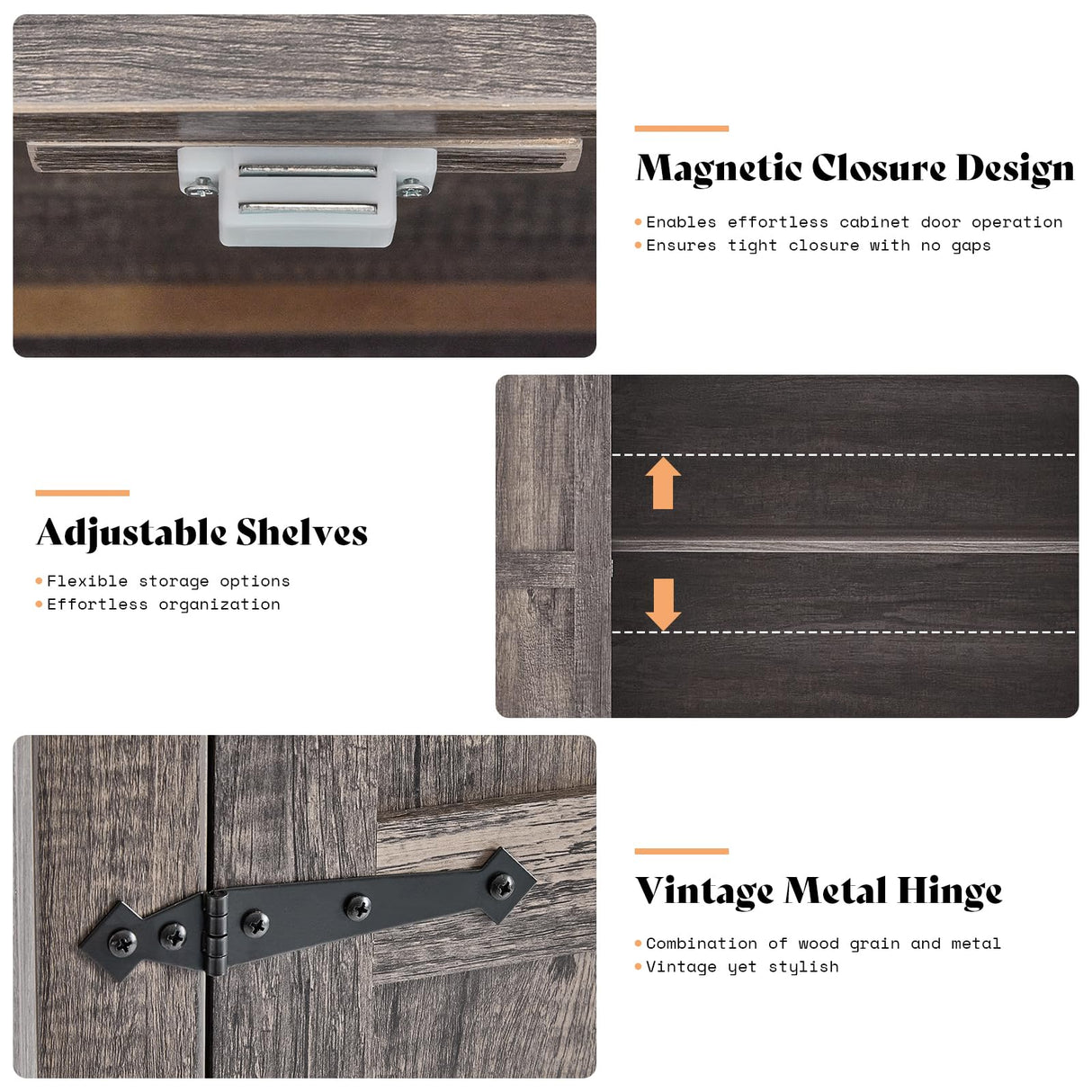 AMERLIFE 72" Tall Kitchen Pantry Storage Cabinet, Farmhouse Food Pantry Cabinet for Kitchen, Living Room, Dining Room, Adjustable Shelves and Drawer, Rustic Grey AMERLIFE