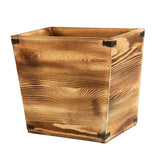 VERGOODR Grey Farmhouse Style Torched Wood Trash Can Waste Bin with Decorative Metal Brackets Trash Can for Bedroom,Living Room, Bathroom & Office (Brown) VERGOODR
