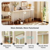 SUPERJARE Console Table with Outlet, 63 Inch Sofa Table with Charging Station, Narrow Entryway Table, Skinny Hallway Table, Behind Couch Table, for Living Room, Plants, White SUPERJARE