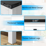 kepptory 20 Gallon Fish Tank Stand with Power Outlets, Farmhouse Decorative Aquarium Stand Furniture with Adjustable Shelves, 10-20 Gallon Reptile Turtle Tank Stand with Cabinet Storage (White, 20GL) kepptory