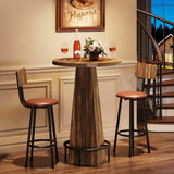 Tribesigns Bar Table, 37.4" High Round Pub Table for Small Bars, Dining Room, Kitchen, Rustic Brown (Only Table) Tribesigns