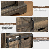 Minifeel Bathroom Floor Cabinet, Farmhouse Storage Cabinet with Sliding Barn Door, Small Storage Cabinet with Drawer for Bathroom, Kitchen, Living Room, Rustic Style Cabinet (Dark Rustic Oak) Minifeel