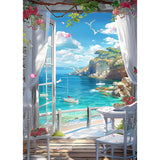 Lxmsja Sea View Diamond Art Kits for Adults, Landscape DIY Full Drill Diamond Painting Kits for Beginners, 5D Gem Art Crafts for Adults, Home Wall Decor 12x16 inch Lxmsja