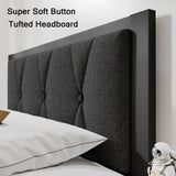 Einhomn Twin Size Metal Bed Frame, Platform Bed with Upholstered Button Tufted Headboard, 12" Underbed Storage, Steel Slats Support, No Box Spring Needed, Easy Assembly, Noise-Free, Dark Grey Einhomn