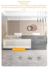 Reception Desk with Counter, Salon Front Reception Desk with LED Light & Lockable Drawer, Modern Retail Checkout Sturdy & Well Built for Lobbies Salon Office SOHO Shop (Black White - Left, L 63in) cartBit