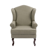 UIXE High Back Accent Chair for Living Room, Comfy Upholstered Arm Chair in Fabric with Retro Solid Wood Legs, Traditional Armchair Single Sofa Reading Seat - Light Camel UIXE